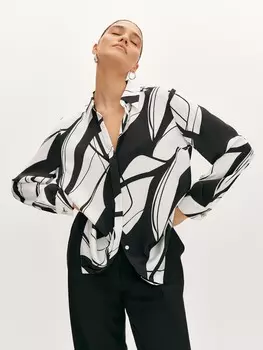 Рубашка с контрастным принтом M(46)