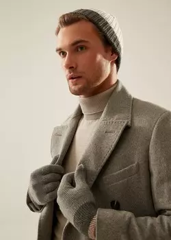 Двухцветная шапка с добавлением шерсти (56-58)