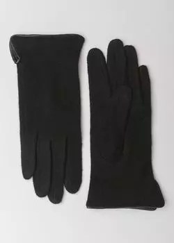 Шерстяные перчатки с кожаной окантовкой (14 (7))