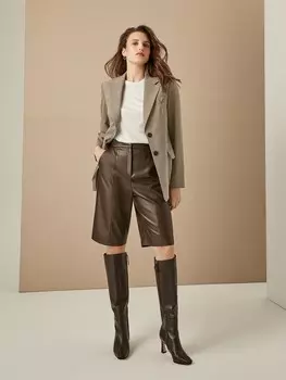 Шорты из экокожи с высокой посадкой S(44)