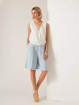 Шорты классического кроя льняные голубые S(44)