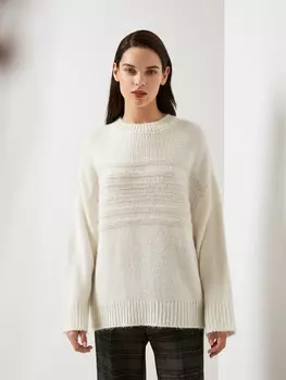 Свитер шерстяной фактурной вязки S(44)