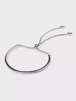 Тонкий серебристый браслет на жесткой основе (22)