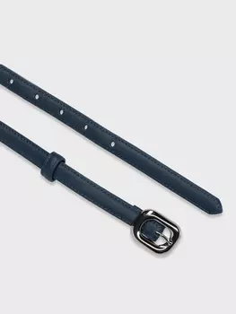 Тонкий синий ремень из натуральной кожи (116)