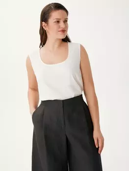Топ без рукавов однотонный белый XL(50)