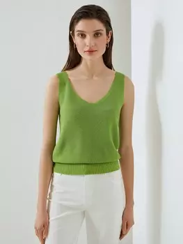 Топ без рукавов вязаный зеленый S(44)