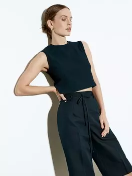 Топ короткий темно-синего цвета XS(42)