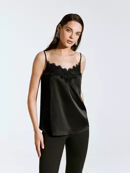 Топ на бретелях с отделкой кружевом S(44)