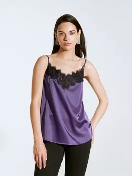 Топ на бретелях с отделкой кружевом S(44)