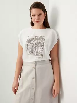 Топ с принтом белый XL(50)