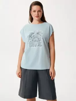 Топ с принтом голубой XL(50)