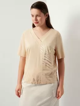 Топ с принтом хлопковый бежевый XL(50)