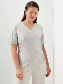 Топ с принтом хлопковый жемчужный XL(50)