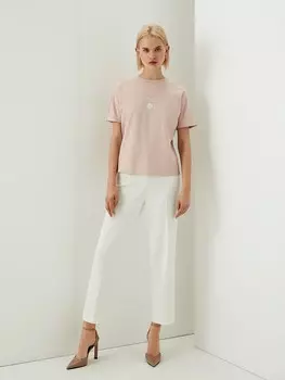 Топ с вышивкой хлопковый розовый S(44)