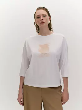 Трикотажная блуза с лого-принтом и рукавом 3/4 XL(50)