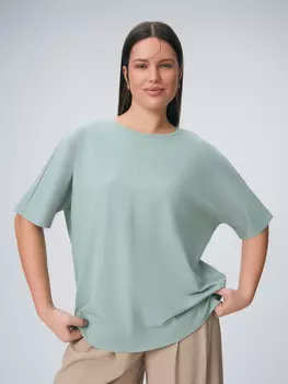 Трикотажная блуза с вышивкой и цельнокроеным рукавом 4XL(56)