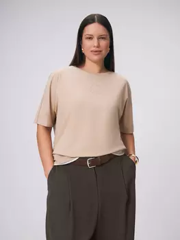 Трикотажная блуза с вышивкой и цельнокроеным рукавом 4XL(56)