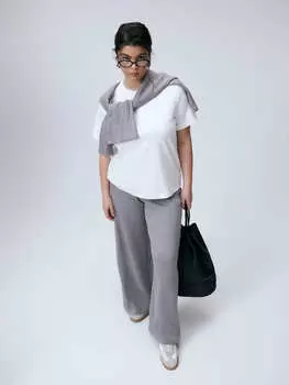 Трикотажные брюки палаццо M(46)