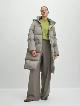 Удлиненный пуховик на молнии с капюшоном XS(42)