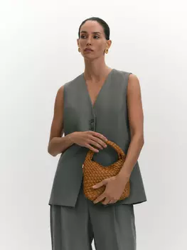 Удлиненный жилет изо льна и лиоцелла M(46)