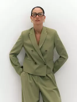 Укороченный двубортный пиджак прямого кроя L(48)