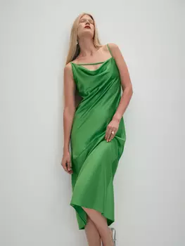 Вечернее платье на бретелях из атласной ткани M(46)