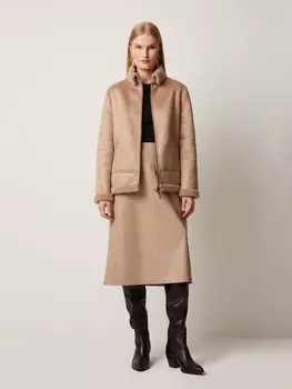 Укороченная дубленка из экозамши (44)