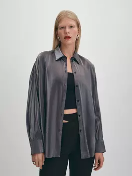 Вискозная блуза, переливающаяся серебром XS(42)