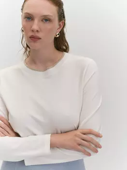 Вискозный лонгслив с мерцающим подвязом по горловине XL(50)