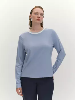 Вискозный лонгслив с мерцающим подвязом по горловине M(46)