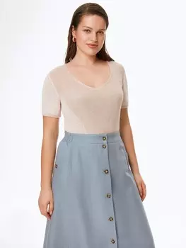 Вязаная футболка с V-вырезом (46)