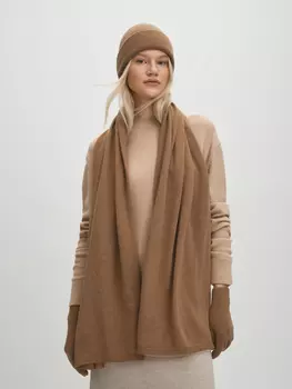 Вязаная коричневая шапка с шерстью и кашемиром (54-56)