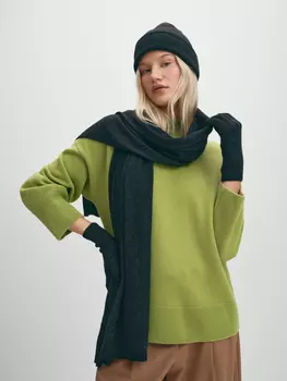 Вязаная шапка с шерстью и кашемиром оттенка графит (54-56)