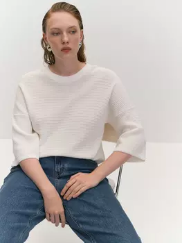 Вязаный джемпер из 100% хлопка с укороченным рукавом XL(50)