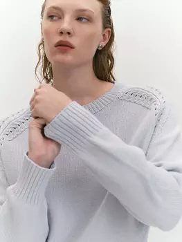 Вязаный джемпер из хлопковой пряжи с рукавом-реглан 4XL(56)