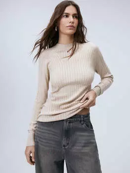 Вязаный джемпер с динамичной фактурной полоской M(46)