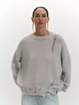 Вязаный джемпер с рваным эффектом S(44)