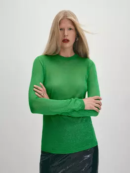 Вязаный лонгслив из вискозы с деликатным блеском XS(42)