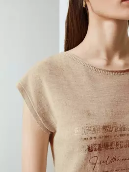 Вязаный топ с принтом S(44)