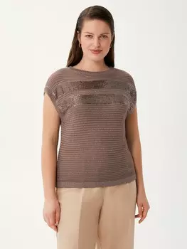 Вязаный топ с вышивкой пайетками XL(50)