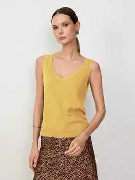 Вязаный топ желтый S(44)