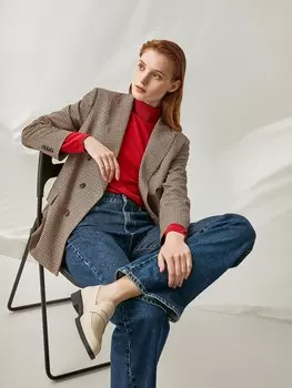 Жакет двубортный в клетку "виши" XS(42)