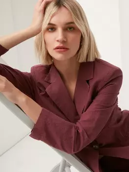 Жакет изо льна и хлопка длинный S(44)