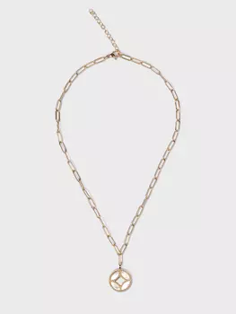 Золотистое колье с перламутровыми вставками (45)