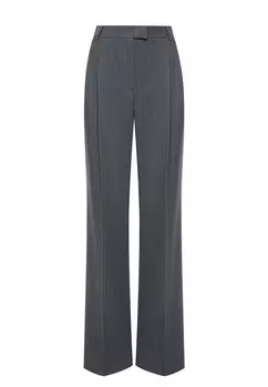 Брюки с двумя защипами из итальянской шерсти серые в полоску SHERVARLI OFFICIAL