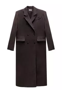 Двубортное прямое пальто из искусственной замши VENUSMARS