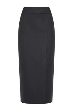 Юбка длины миди с запахом из итальянской шерсти серая SHERVARLI OFFICIAL