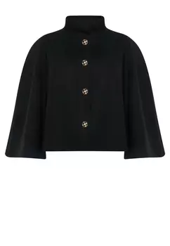 Кейп из итальянской шерсти черный SHERVARLI OFFICIAL