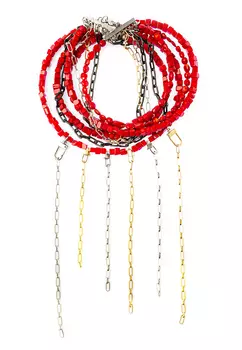 Коралловый чокер с цепями POLINA MIRCHEVA, линейка JQUEEN