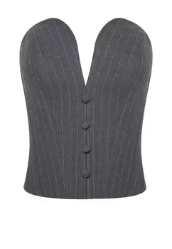 Корсет из итальянской шерсти серый в полоску SHERVARLI OFFICIAL